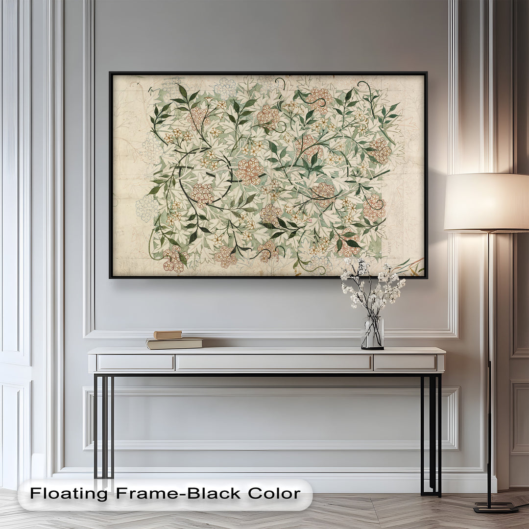 Jasmine Pattern by William Morris – Framed Botanical Oil Painting