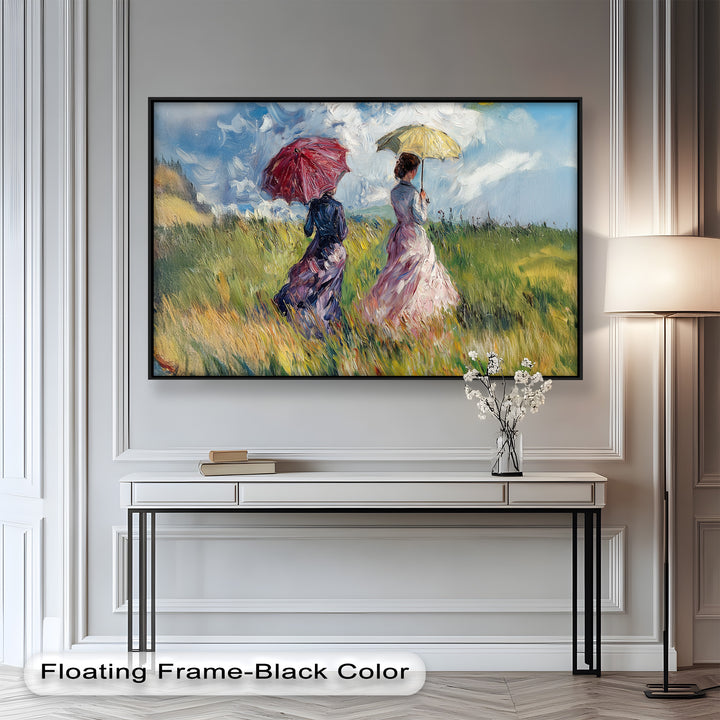 Ladies with Parasols in a Sunlit Meadow – Impressionist Oil Painting
