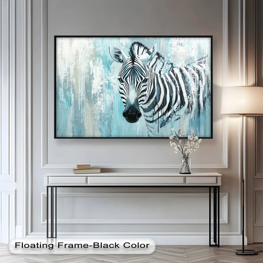 Zebra in Blue Abstract Style - Animal Oil Painting - MyPhotoStation