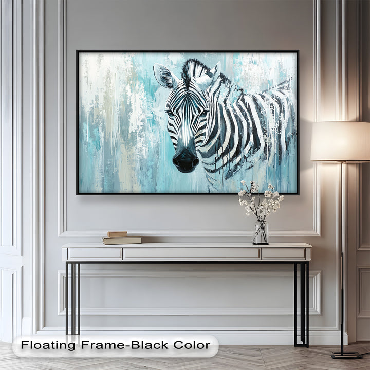 Zebra in Blue Abstract Style - Animal Oil Painting