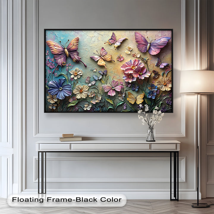 Butterflies Abstract Floral – Colorful Nature-Themed Oil Painting