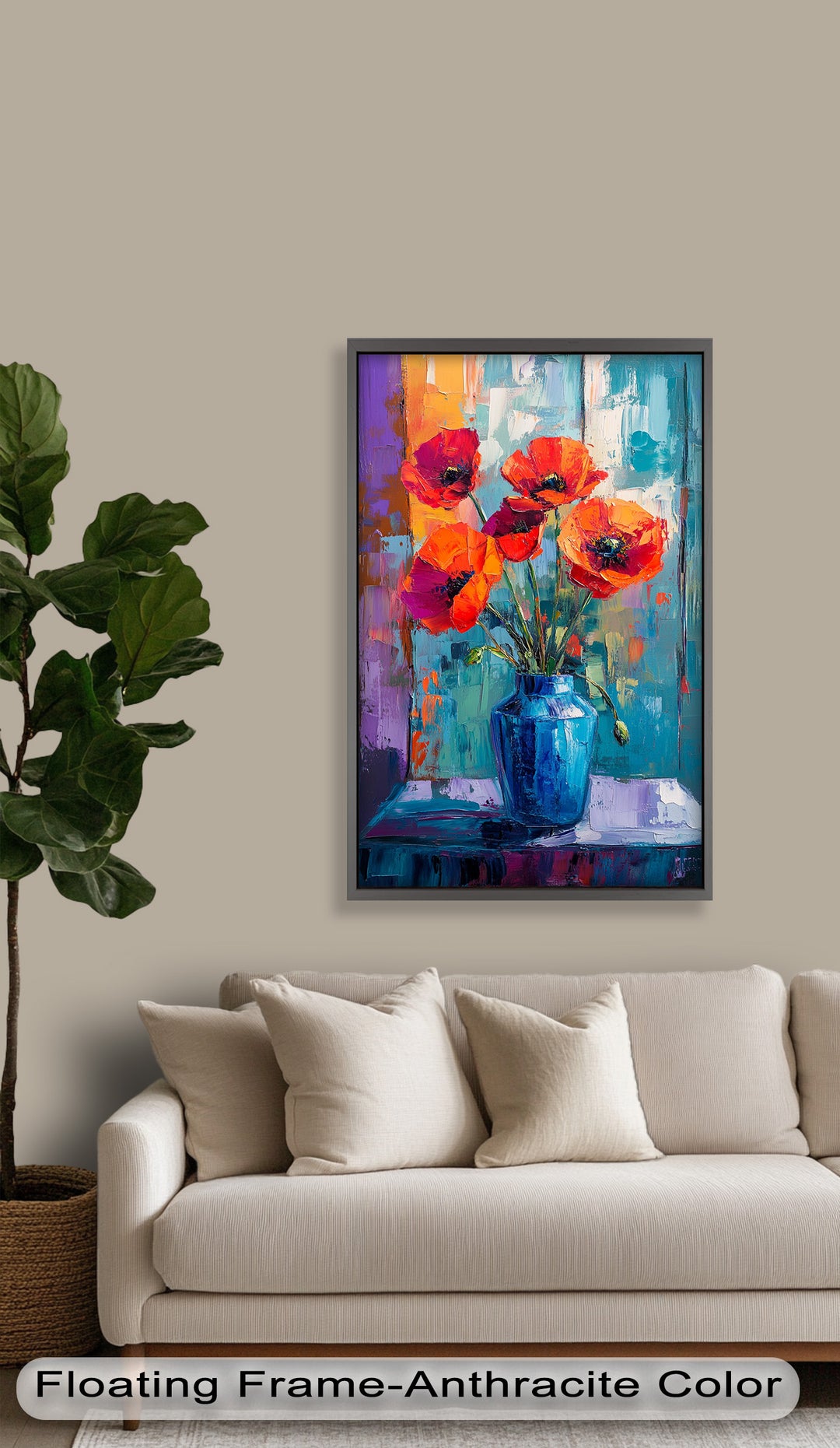 Crimson Blooms – Poppy Flower Oil Painting