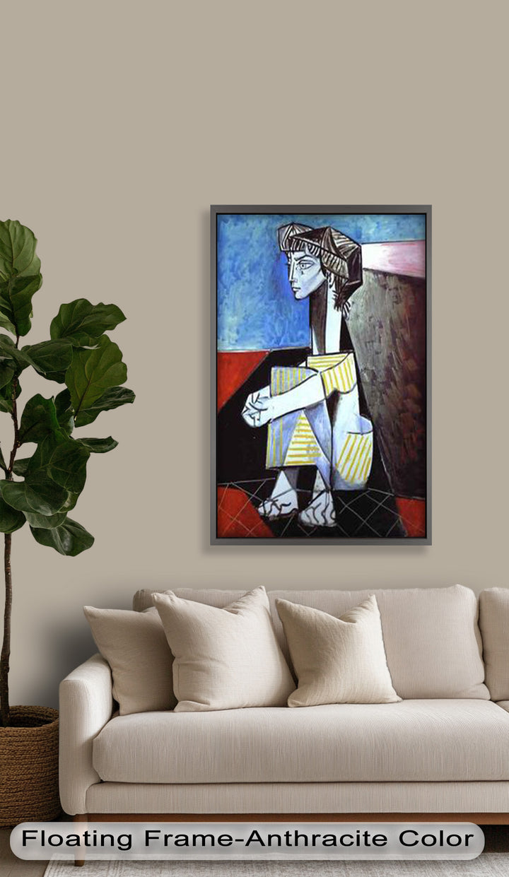 Seated Boy with Striped Garment – Picasso Oil Painting