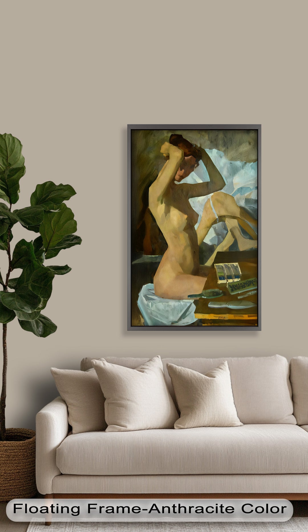 Muted Reverie – Figurative Nude Oil Painting in Earth Tones