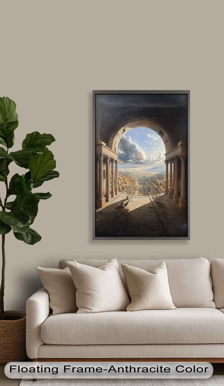Celestial Archway over an Ancient Metropolis – Renaissance Oil Painting