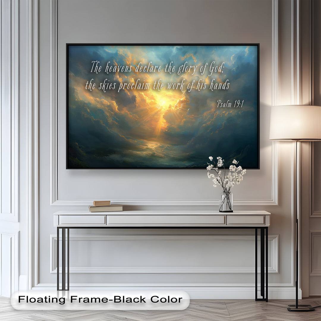 Psalm 19:1 Heavenly Sky Wall Art – Christian Inspirational Sunset Print
