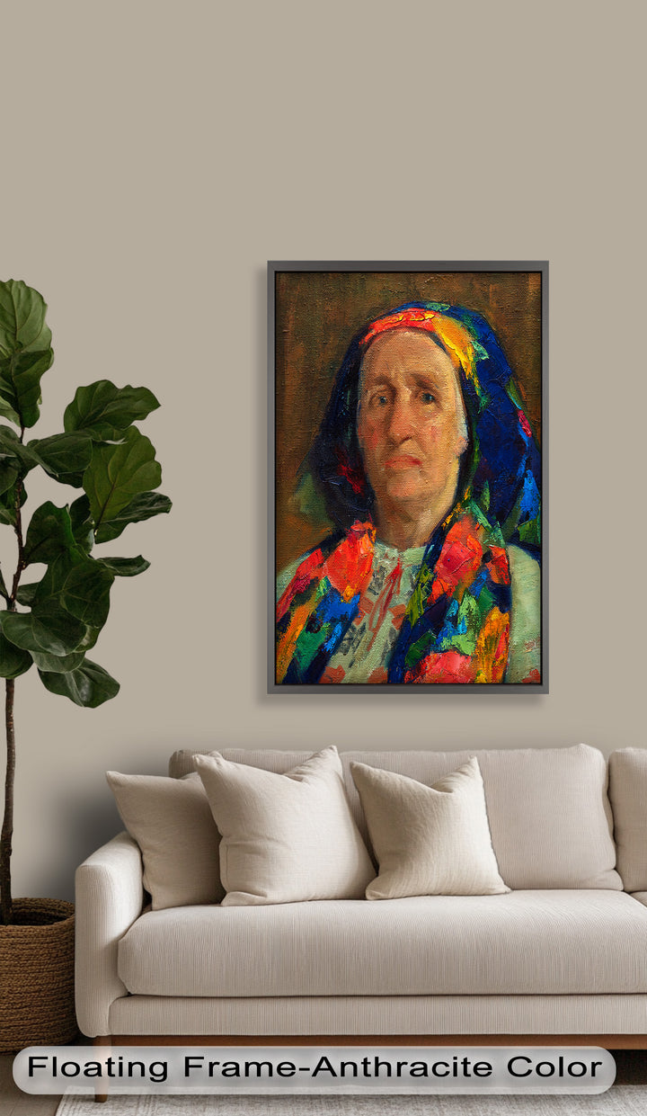 Porträt einer älteren Frau in traditioneller Kleidung – Picasso-Ölgemälde