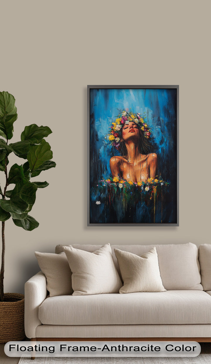 Floral Reverie – Ethereal Woman with Flower Crown Oil Painting