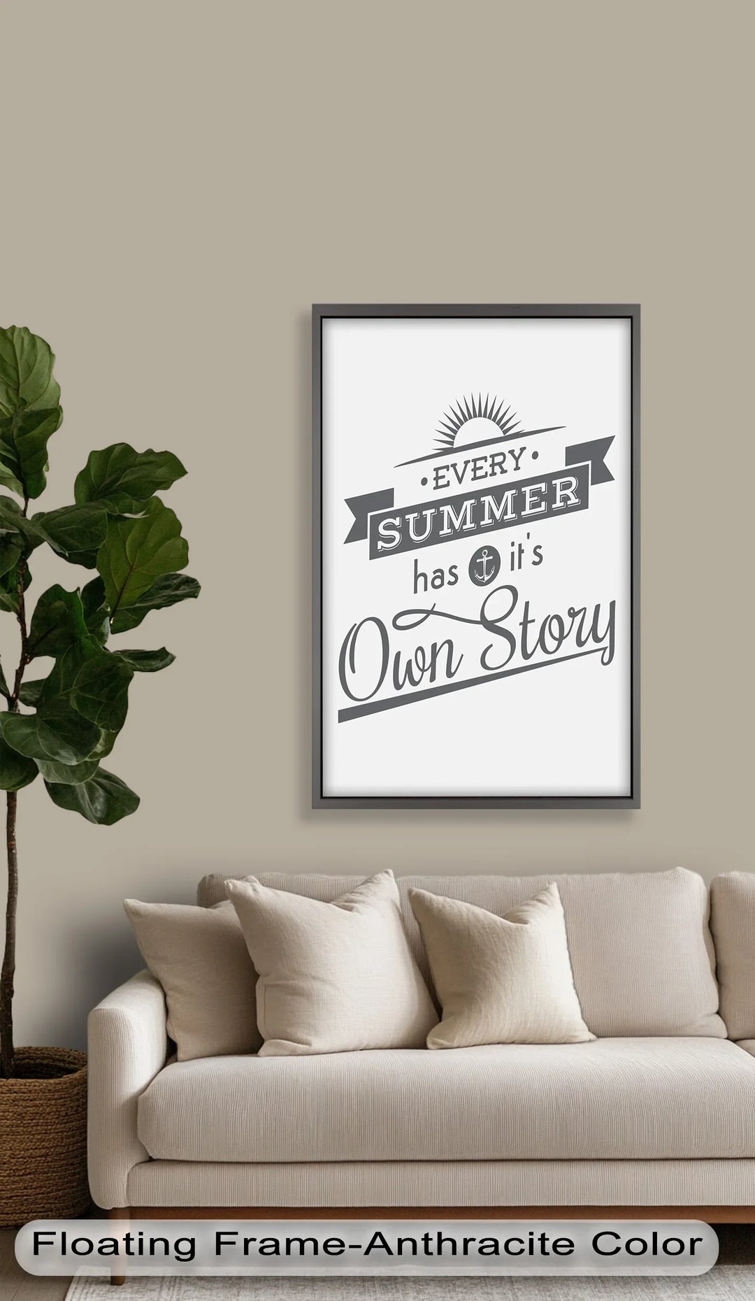 Nautical Summer Oil Painting – “Every Summer Has Its Own Story” Beach Quote Art
