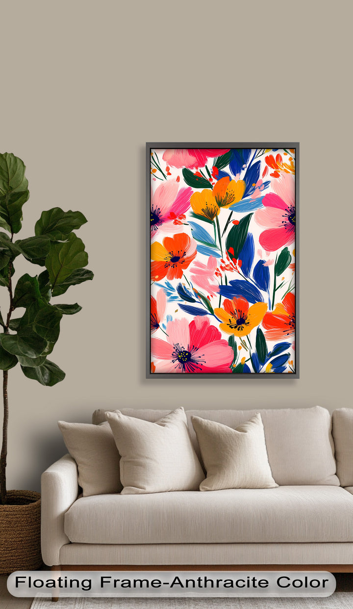 Joyful Bloom Burst – Lebendiges abstraktes Blumenölgemälde