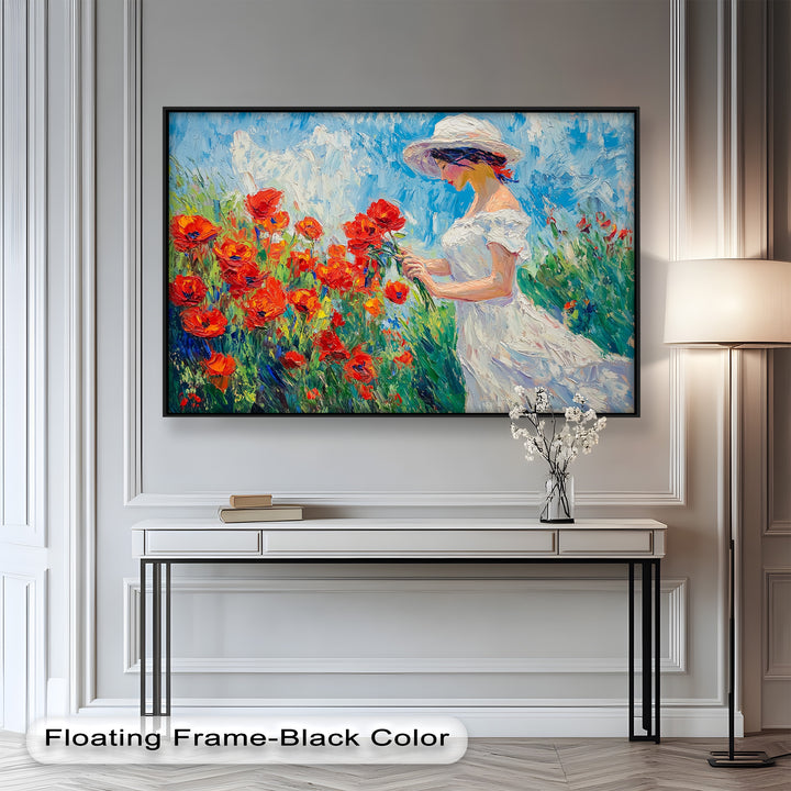 Lady Among Poppies – Impressionist Garden Stroll Oil Painting