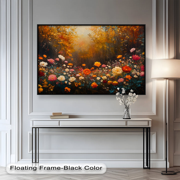 Autumn Forest Flower Wall Art – Colorful Floral Oil Painting