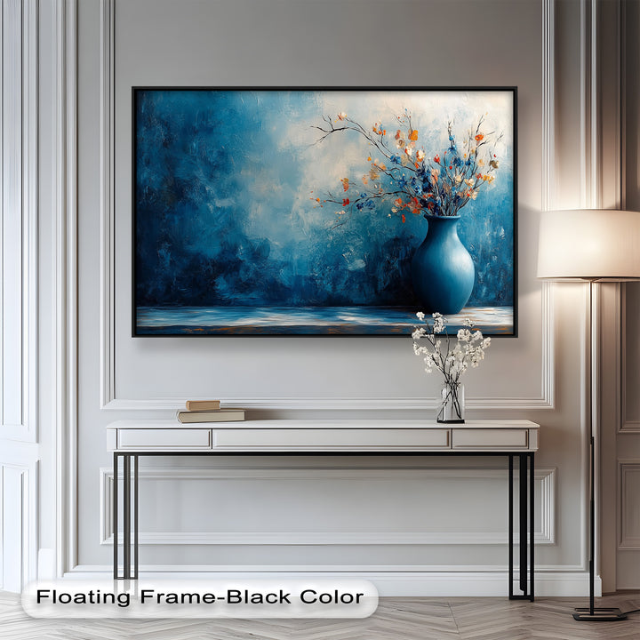Blue Harmony Vase – Contemporary Floral Arrangement Flower Oil Painting