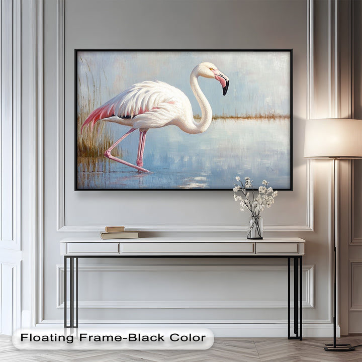Graceful Flamingo in Shallow Water – Animal Oil Painting