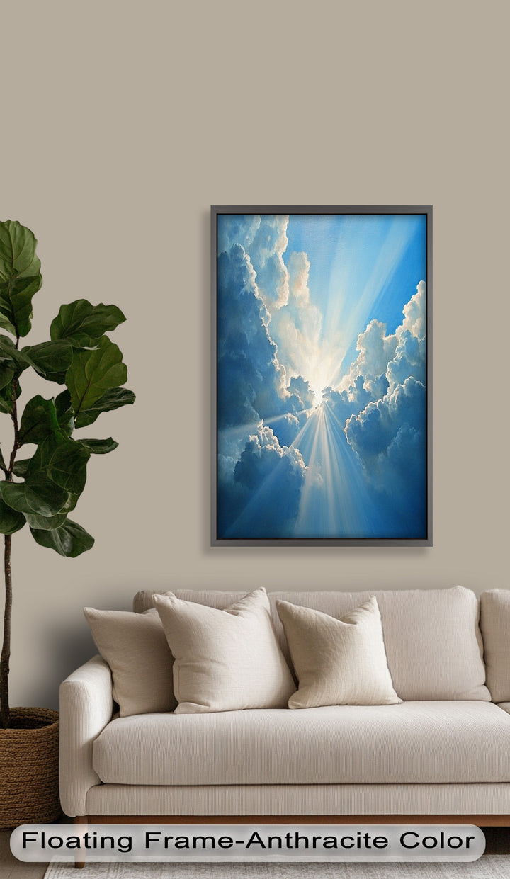 Himmelsglanz – Göttliches Licht durch die Wolken Ölgemälde
