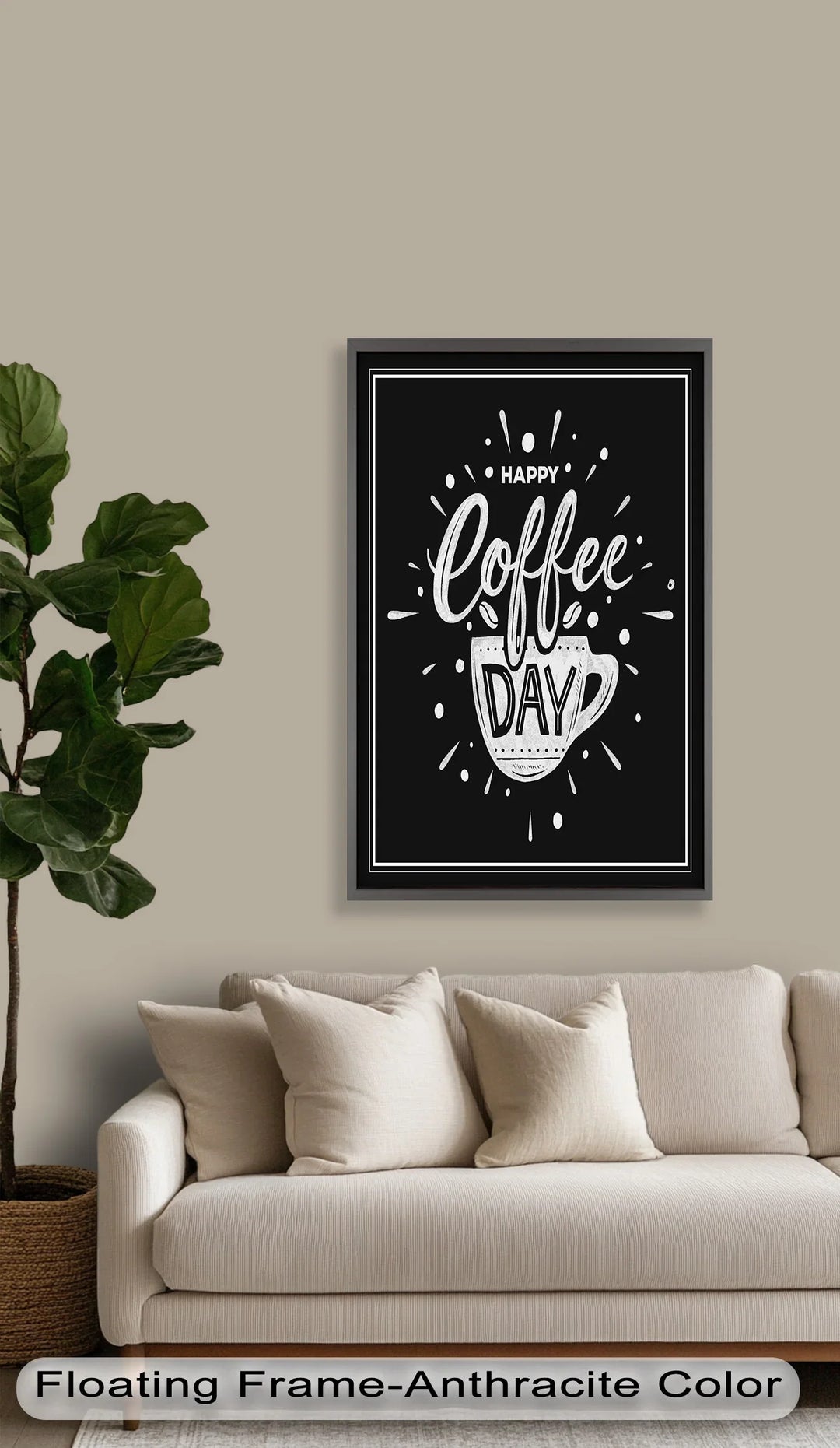 Happy Coffee Day – Fun Typography Oil Painting - MyPhotoStation