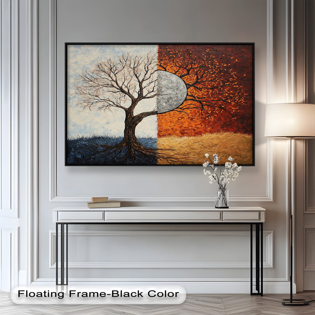 Duality of Seasons – Abstract Tree Oil Painting