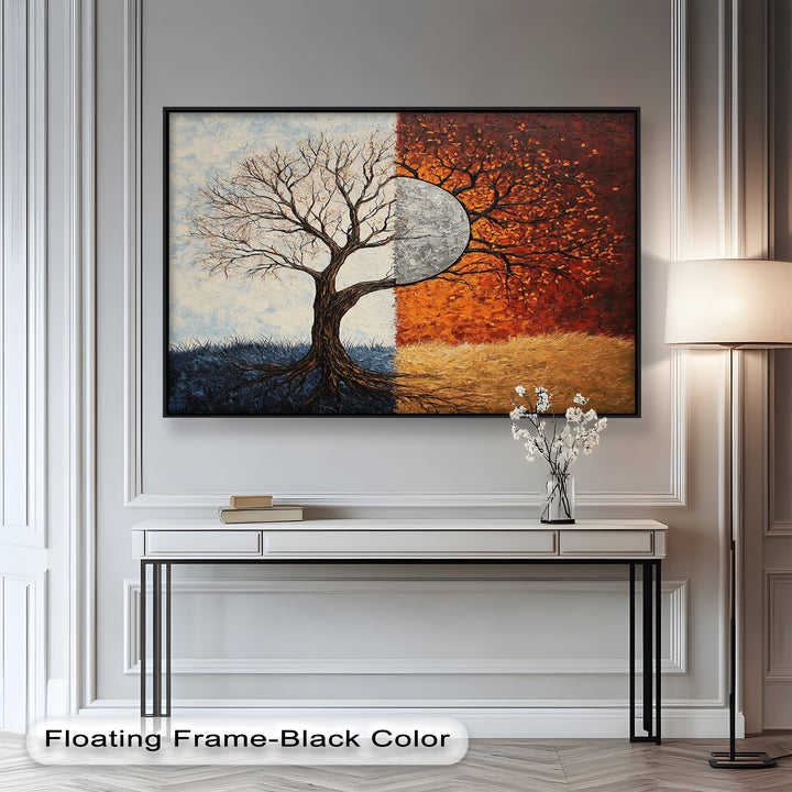 Duality of Seasons – Abstract Tree Oil Painting