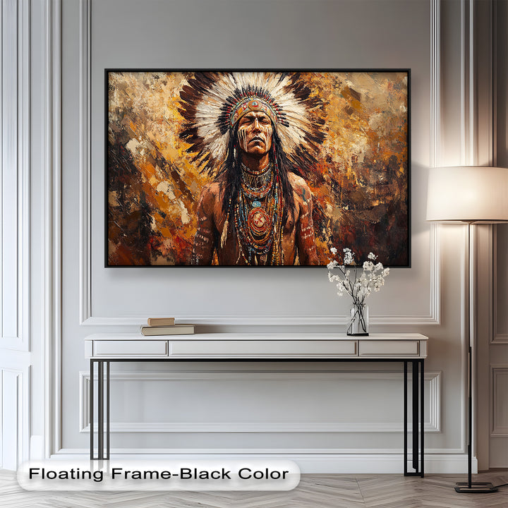 Sacred Flame – Tribal Warrior Portrait Oil Painting
