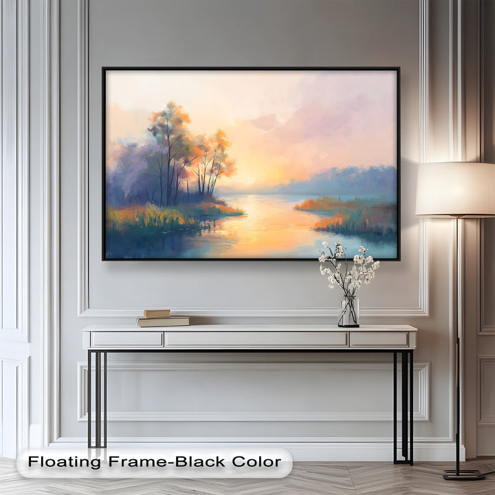 Sunrise on a Cold Morning – Framed Landscape Oil Painting