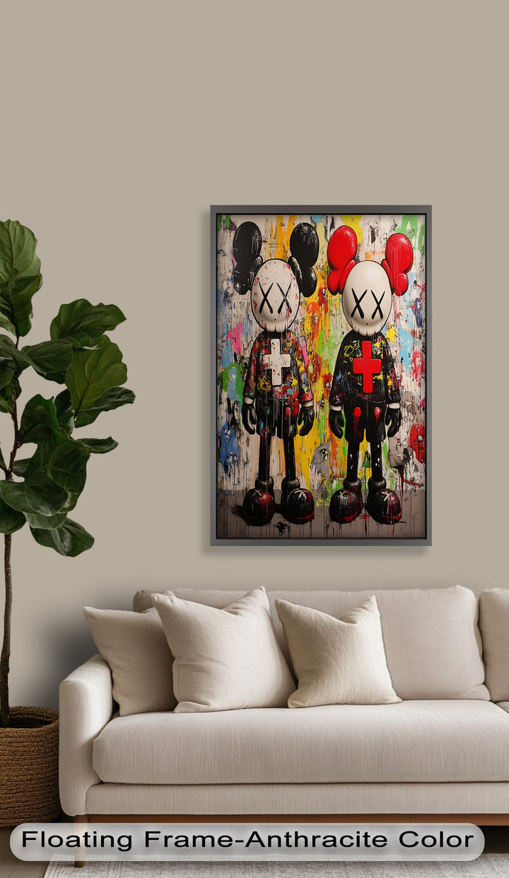 Dual Manifest – Abstraktes Duo KAWS Ölgemälde
