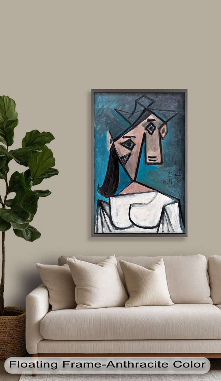Angular Expression – Cubist Woman in White Dress Picasso Oil Painting