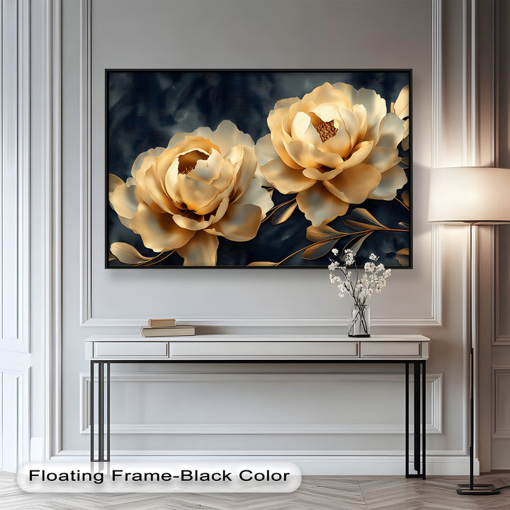 Golden Bloom Elegance – Flower Oil Painting