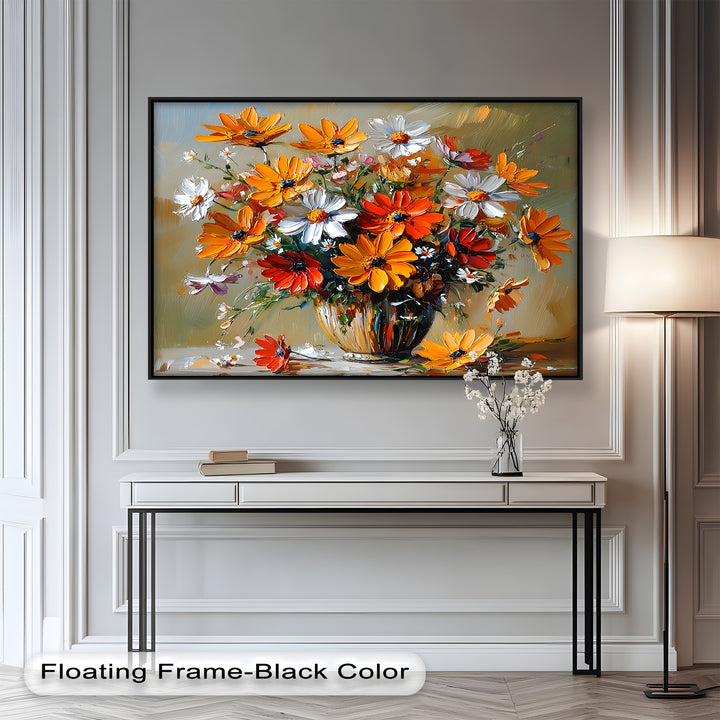 Orange & White Flowers – Botanical Oil Painting