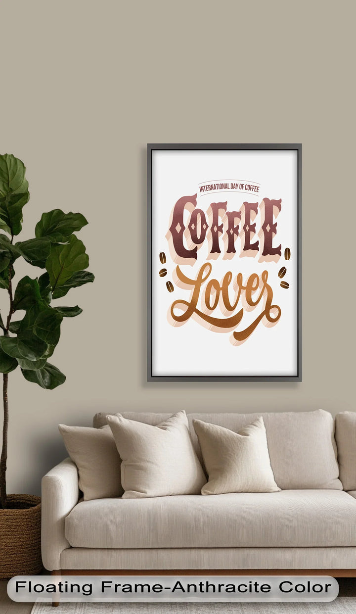 Coffee Lover Typography Art – Coffee Day Oil Painting - MyPhotoStation