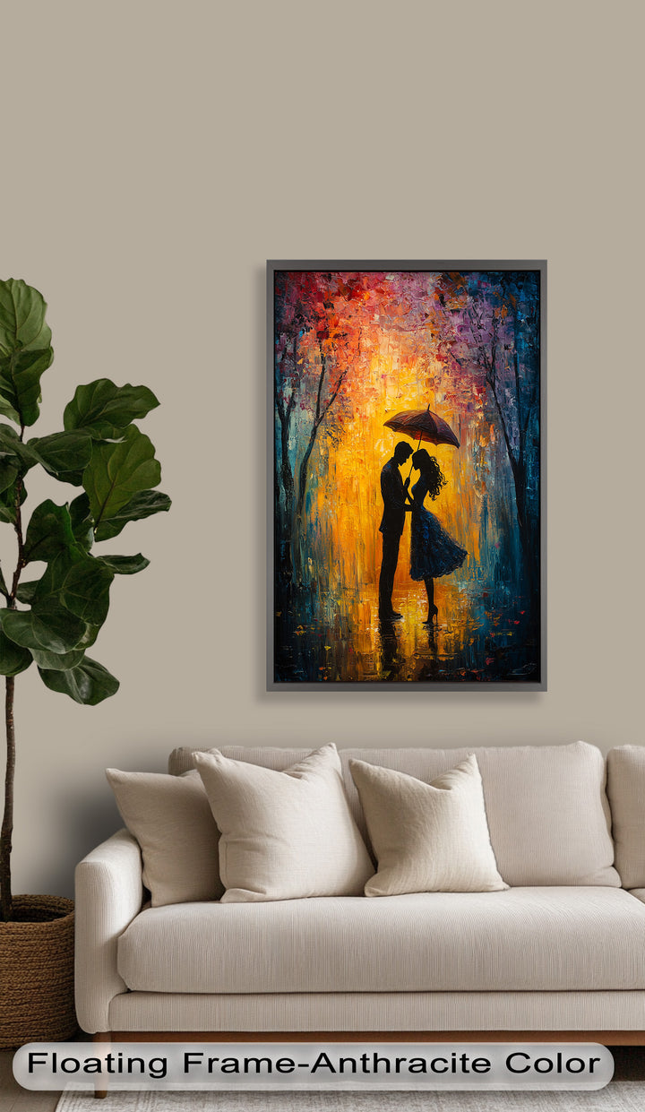 Lovers Under Autumn Glow – Romantic Couple Oil Painting