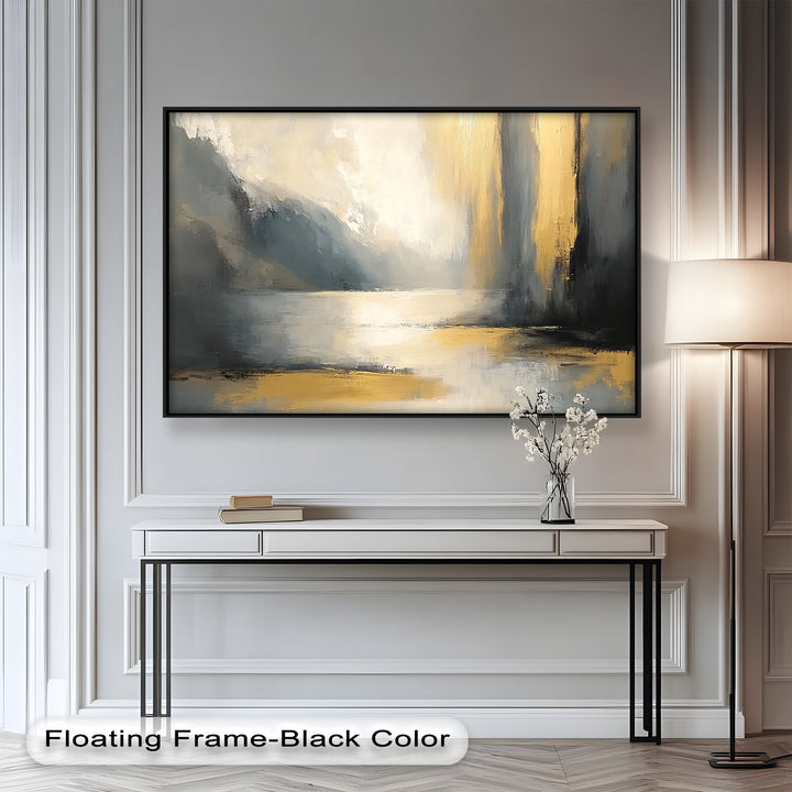 Serene Waterfall Abstract – Neutral Modern Oil Painting