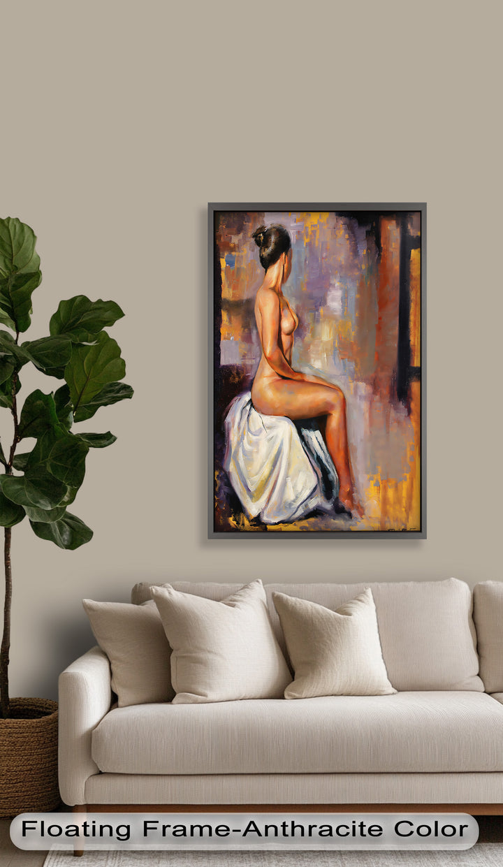 Poised in Silence – Figurative Nude Abstract Oil Painting