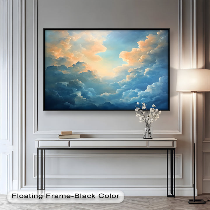 Majestätische Wolkenlandschaft mit ätherischem Glanz – Ölgemälde „Ruhiger Himmel“