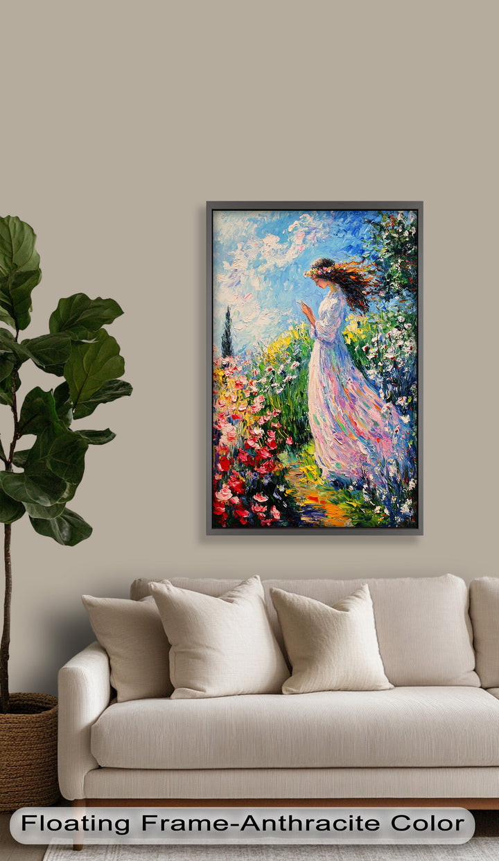 Woman in Floral Crown - Impressionist Oil Painting