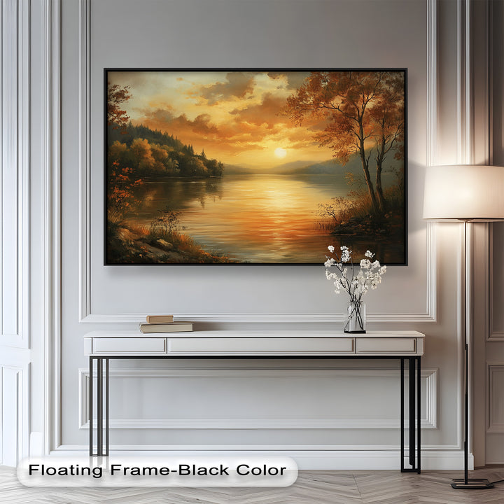 Golden Lake Sunset – Herbstreflexion Hudson River Ölgemälde