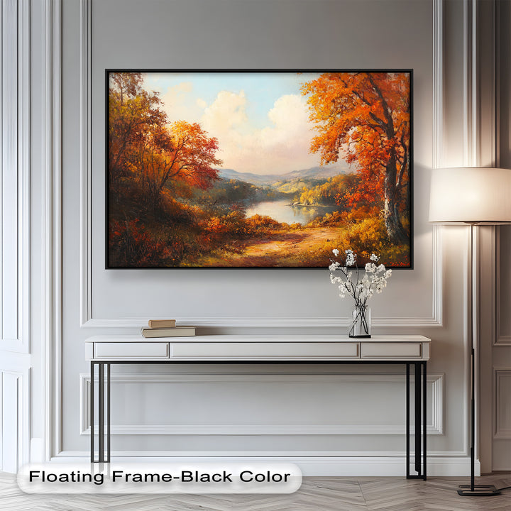 Golden Horizon – Ölgemälde mit herbstlichem Flussblick