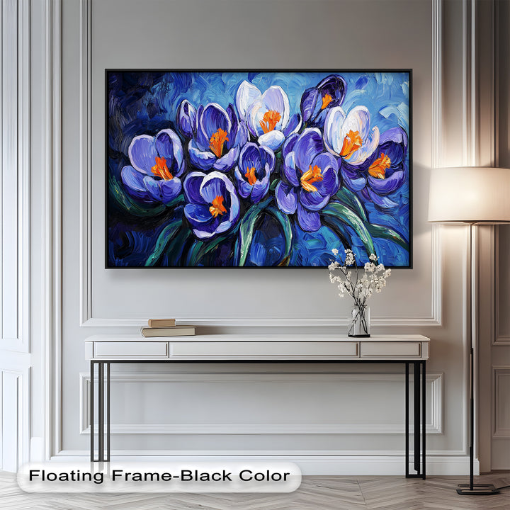 Crocus Flowers in Blue and Violet Hues - Flower Oil Painting