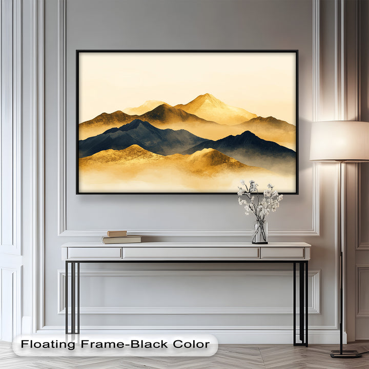 Gold &amp; Black Mountains – Modernes Ölgemälde