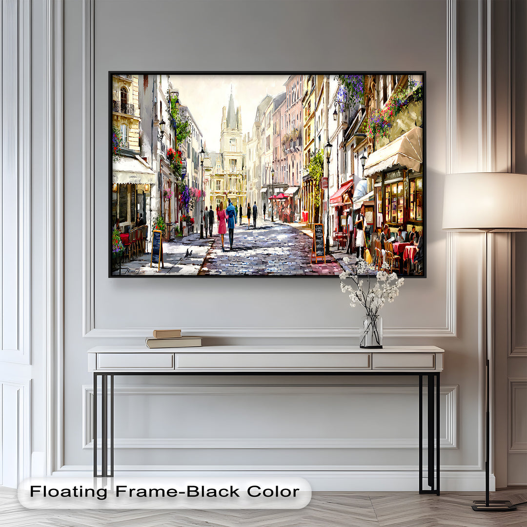 Sunlit Street von The Macneil Studio – Elegantes europäisches Ölgemälde