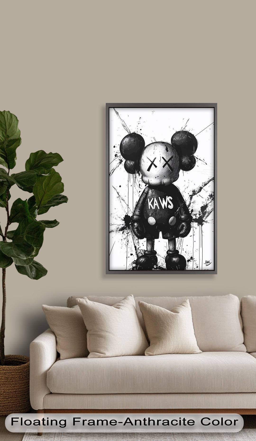 Black & White Figure – KAWS Graffiti Oil Painting