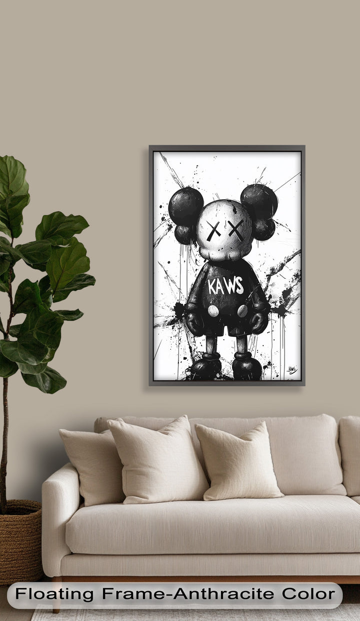 Black & White Figure – KAWS Graffiti Oil Painting