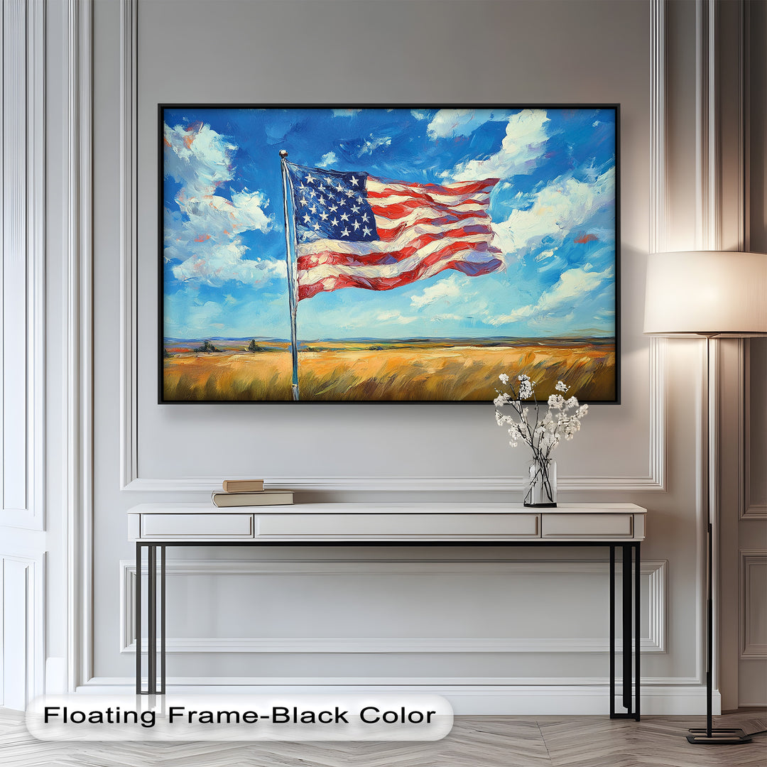 Amerikanische Flagge auf dem Land – Patriotisches Ölgemälde