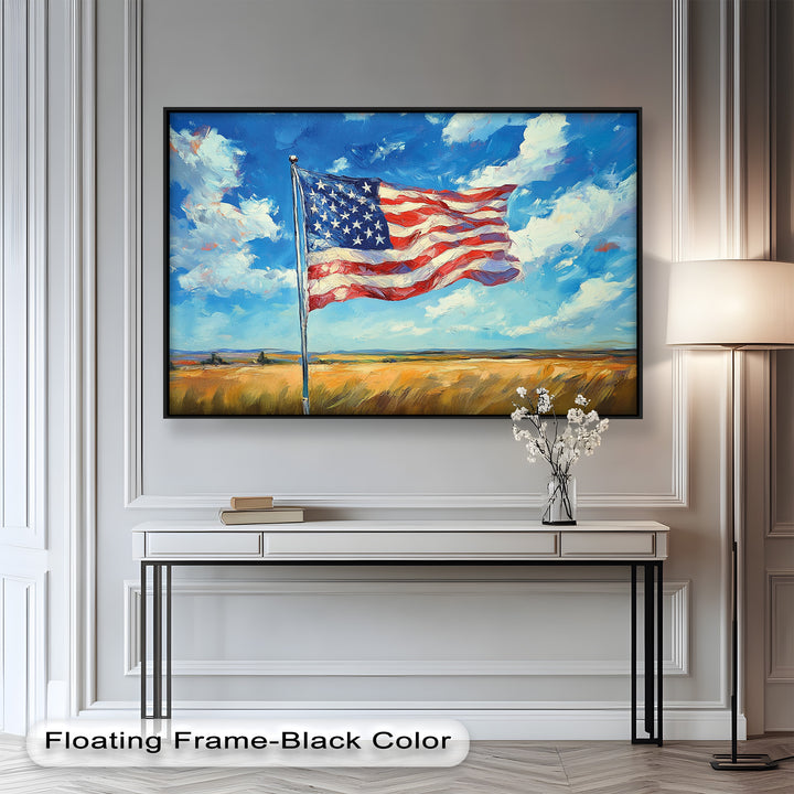 Amerikanische Flagge auf dem Land – Patriotisches Ölgemälde
