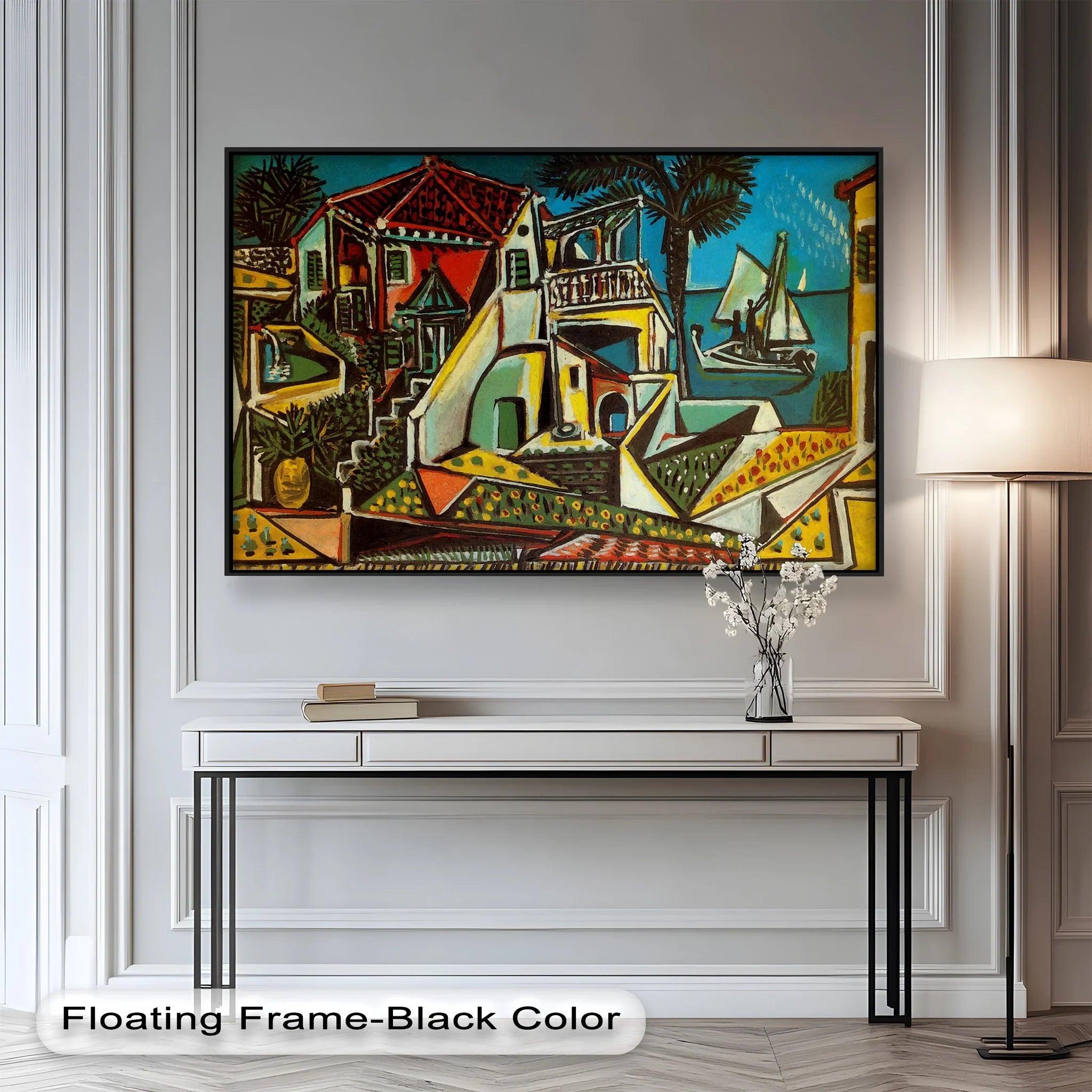 Picasso Mediterranean Village Art – Coastal Oil Painting