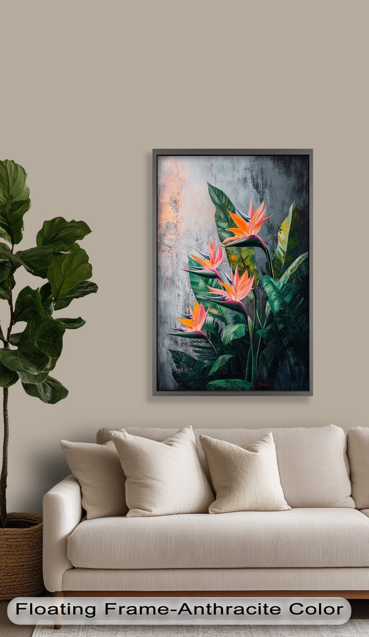 Tropical Flame – Bird of Paradise Botanical Oil Painting
