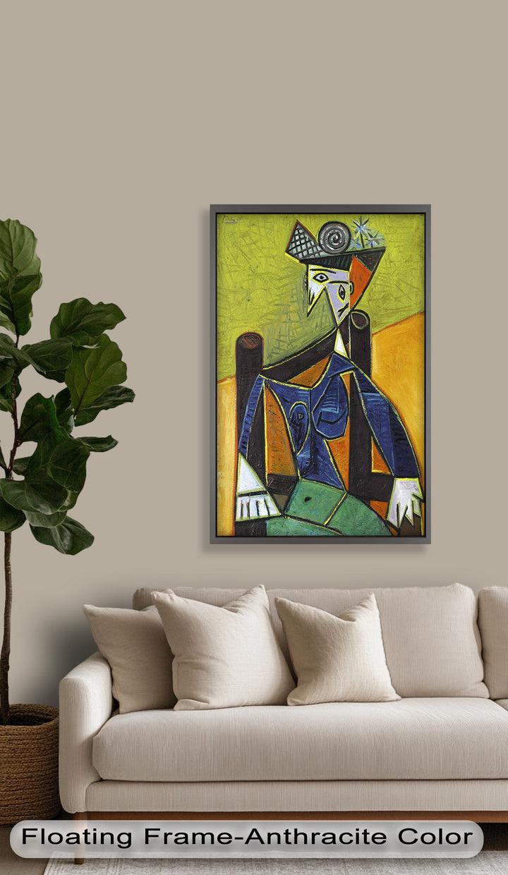 Woman in a Spiral Hat – Picasso-Style Cubist Oil Painting