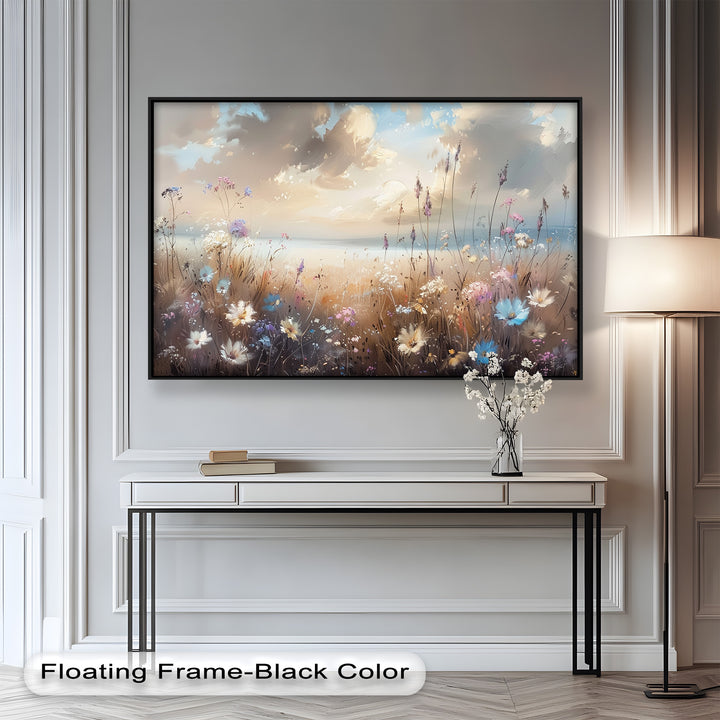 Spring Wildflowers Landscape – Tranquil Nature Oil Painting