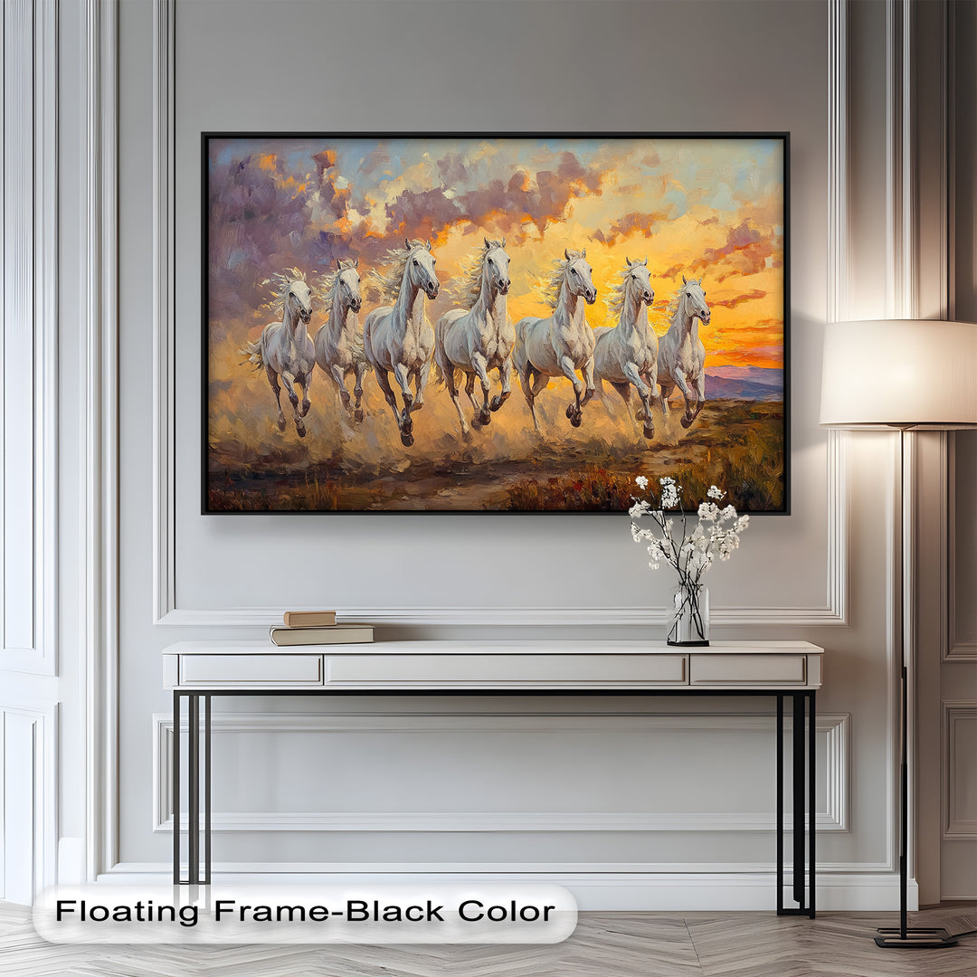 Run with the Sun – White Horses Oil Painting
