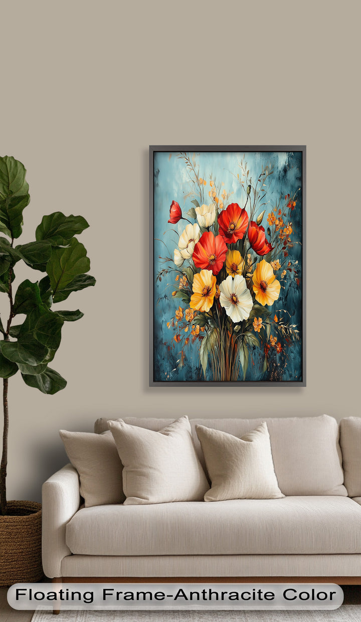 Vibrant Harmony – Multicolored Bloom Bouquet Flower Oil Painting