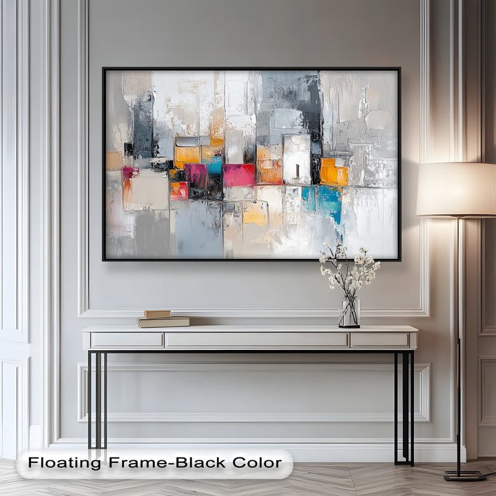 Urban Geometry – Color Block Cityscape Abstract Oil Painting